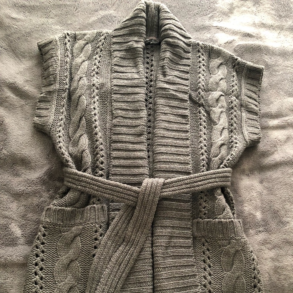 BCBGMaxAzria belted long sweater